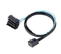 Agmoctz Conectores de Cable Mini SAS HD 12G SFF8643 a 4 SAS de 29 Pines SFF8482 con Controlador de Conector de AlimentacióN SATA de 15 Pines