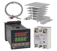 Agmoctz Controlador de Temperatura PID -C100 Kit Termostato Alto Voltaje 100ACV A 240ACV+Relé SSR 40D Sonda K