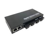 Agmoctz Convertidor De Medios ÓPticos De 1000 M, Transceptor De Fibra ÓPtica Gigabit De 4 SC A 3 RJ45, Puertos 2A Y 2B, Conmutador De 1310 Nm/1550 NM, Enchufe De La UE