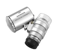 Agmoctz Mini Microscopio PortáTil de Bolsillo 60X Lupa de Mano Lupa Luz Ultravioleta Detector de Moneda Lupa de Joyero