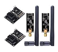 Agmoctz MóDulo Transceptor 2 Piezas NRF24L01 + PA + con Antena SMA 2,4 GHz 1100M + MóDulo InaláMbrico NRF24L01 para