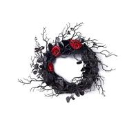 Agmoctz Negra para Puerta de Halloween con de Rosas Rojas para Puerta Delantera, Negra para DecoracióN GóTica del Hogar de Halloween