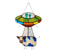 Agmoctz - Panel de ventana de cristal tintado, colgante ovni pintado para puerta, jardín, decoración de tintado B