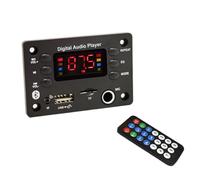 Agmoctz Reproductor MP3 Bluetooth 5.0 de 5 V CC y 12 V con Placa Decodificadora, Radio FM para Coche, Reproductor de Audio, Kit Bricolaje, Compatible con USB, TF, AUX y Micrófono Remoto.