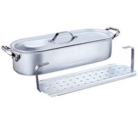 Agnelli ALMA11840 Ollas de Pescado con 2 Asas de Acero Inoxidable más Parrilla y Tapa, Aluminio Profesional de 3 mm, 40 cm