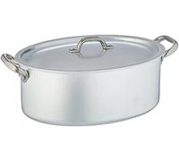 Agnelli ALMA12630 Cacerola Ovalada con Tapa y 2 Asas de Acero Inoxidable, Aluminio Profesional 3 mm, 30 x 19 cm