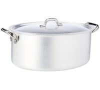 Agnelli ALMA12632 Cacerola Ovalada con Tapa y 2 Asas de Acero Inoxidable, Aluminio Profesional de 3 mm, 32 x 22 cm