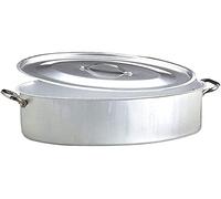 Agnelli ALMA12640 Cacerola ovalada con tapa y 2 asas de acero inoxidable, aluminio profesional 3 mm, 40 x 28 cm