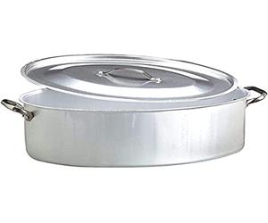 Agnelli ALMA12650 Cacerola Ovalada con Tapa y 2 manijas de Acero Inoxidable, Aluminio Profesional de 3 mm, 50 x 36 cm