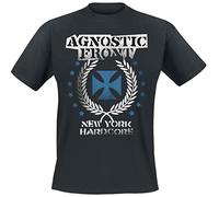 Agnostic Front Blue Iron Cross Hombre Camiseta Negro L, 100% algodón, Regular