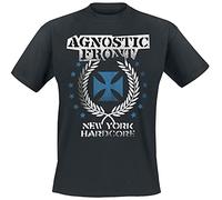 Agnostic Front Blue Iron Cross Hombre Camiseta Negro, Regular