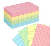 Agoer 500 fichas a rayas, 150 x 100 mm, 4 colores surtidos, ideal para vocabulario, estudio, preparación de exámenes, escuela, oficina y ficheros - sin perforación