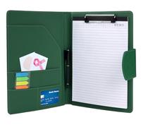 Agoer Carpeta A4 portapapeles de piel, DIN A4, con cierre magnético, portapapeles con bloc de notas A4 y bolígrafo, Verde