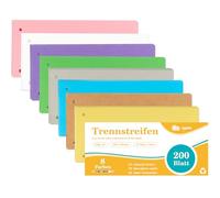 Agoer Dividers for A4 Folders, Pack of 200, 8 Colours, Folder Dividers, Colourful, 180 g/m², Folder Dividers for Sorting, Index of Documents, 24 x 10.5 cm