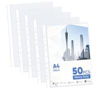 Agoer Fundas transparentes A4 extra fuertes - 160 µ A4 estables, 50 unidades de láminas transparentes para la protección de papel, archivos y documentos