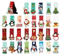 Agoer Marcapáginas de Navidad 30 unidades, marcadores magnéticos para niños, coloridos, clips laterales, obsequios navideños, 30 patrones de Navidad diferentes para niños, estudiantes, profesores