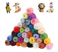 Agogue 36 colores de lana de fieltro, lana de cuento de hadas para fieltro, proyectos de bricolaje, fieltro seco y húmedo