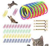 agogue 44 piezas de juguetes para gatos, 40 piezas de juguetes para gatos en espiral y 4 palitos de hierba gatera, palitos para gatos cuidado dental y contra el mal aliento, juguete novedoso para