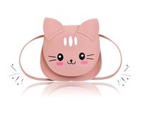 agogue Bolso de mano infantil para niña, color rosa, diseño de gato, con correa de hombro de 110 cm, para escuela, ocio y viajes, Rosa.