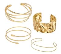 agogue Juego de 4 pulseras doradas para mujer, diseño minimalista de oro, Eine Größe, Síntesis, No es una piedra preciosa