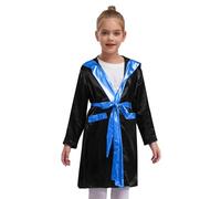 Agoky Bata De Boxeo Para Niños Capa Con Capucha Con Cinturón Bata Boxeadora Tipo Calzones Para Halloween Cosplay Espectáculo Azul negro A 15-16 años