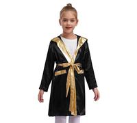 Agoky Bata De Boxeo Para Niños Capa Con Capucha Con Cinturón Bata Boxeadora Tipo Calzones Para Halloween Cosplay Espectáculo Negro 15-16 años