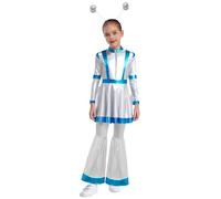 Agoky Disfraz De Alien Para Niña Vestido Metálico De Charol Con Diademas De Alienígena Disfraz De Cadete Espacial Disfraces De Carnaval Plateado 5-6 años