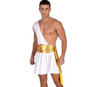 Agoky Disfraz De Juego De Role De Dios Griego Hombre Un Hombro Falda Soldado Romano Cosplay Disfraces Para Fiesta Temática De Halloween Carnaval Blanco B XL