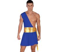 Agoky Disfraz De Juego De Role De Dios Griego Hombre Un Hombro Falda Soldado Romano Cosplay Disfraces para Fiesta Temática De Halloween Carnaval Azul B M