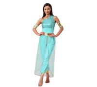 Agoky Disfraz De Princesa Del Desierto Mujer Mono Sin Mangas Con Cuello Halter Traje De Baile India Lentejuelas Disfraz Cosplay De Halloween Canaval Menta verde S