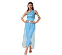 Agoky Disfraz De Princesa Del Desierto Mujer Mono Sin Mangas Con Cuello Halter Traje De Baile India Lentejuelas Disfraz Cosplay De Halloween Canaval Cielo azul S