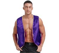 Agoky Disfraz De Príncipe árabe hombre chaleco trenzado dorado Disfraz Presentador De Circo Traje de Fiesta Actuación carnaval Halloween cosplay Morado oscuro S
