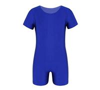 Agoky Maillot Gimnasia Ritmica Niños Mangas Cortas de Danza Ballet Body Leotardo de Gimnasia Clásico Elástico Competicion Ropa Deportivo Infantil para 4-14 Años Azul 8 Años