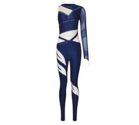 Agoky Mono Gimnasia Ritmica Mujer Rhinestone Brillante Cuerpo Completo para Competencia Actuación Deportes Azul Marino M