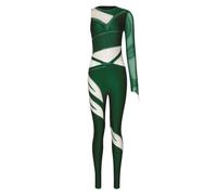 Agoky Mono Gimnasia Ritmica Mujer Rhinestone Brillante Cuerpo Completo para Competencia Actuación Deportes Verde Oscuro L