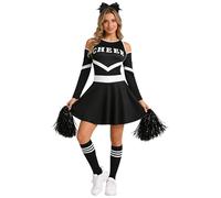 Agoky Mujer Uniforme Animación Mujeres Set Top Corto Falda Y Medias Con Pelotas Vestido Ballet Lírico Competencia Blanco y negro S