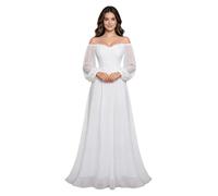 Agoky Mujer Vestido para Invitados De Boda Largo Al Suelo Gala Elegante La Noche Comunión Bautizo Decoración Blanco M