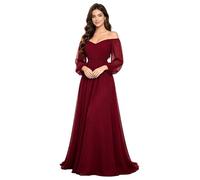 Agoky Mujer Vestido para Invitados De Boda Largo Al Suelo Gala Elegante La Noche Comunión Bautizo Decoración borgoña XL
