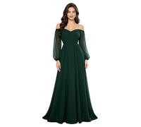 Agoky Mujer Vestido para Invitados De Boda Largo Al Suelo Gala Elegante La Noche Comunión Bautizo Decoración Verde Oscuro XL