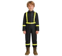 Agoky Niña Niño Mono Trabajo Disfraz De Bombero Para Buzo Oompa Loompa | Manga Larga,Festival,Franjas Reflectantes,Traje De Cosplay,Fiesta Temática,Correr,Vida Cotidiana Casual,Carnaval,Halloween