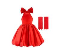 Agoky Niña Vestido De Gala Elegante Noche Princesa Las Flores Bautizo Traje | Cuello Falso,Nudo Moño En La Espalda,Mangas Desmontables,Reuniones Familiares,Invitado De Boda,Concurso,Y Baile Graduación