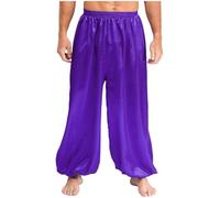 Agoky Pantalón Bombacho Danza del Vientre Hombre Pantalones De Pierna Ancha Pantalones De Farol Hippie Disfraz Bailarina Fiesta