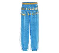 Agoky Pantalón De Danza del Vientre para Niñas Pantalones árabes Tribales De Gasa Pantalones De Farol De Baile Indio Yoga Cielo Azul 3-5 años