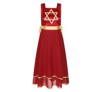 Agoky Vestido Brillante De Danza Alabanza para Mujer Ropa De Danza Lírica Disfraz De Adoración Vestido de Iglesia Litúrgica Disfraz de Danza Cristiana borgoña L