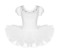 Agoky Vestido De Bailarina Ballet para Niña Maillot con Falda Ballet Tutú Body Clásica Leotardo Gimnasia Rítmica Patinaje Disfraz De Ballet A Blanco 2-3 años