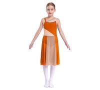 Agoky Vestido de Danza Ballet Clásico para Niñas Maillot sin Manga con Falda Tul Gimnasia Rítmica Vestido de Danza Contemporánea 5-16 Años Naranja 7-8 años