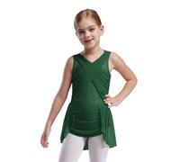 Agoky Vestido De Danza Ballet para Niña Maillot con Falda Tul Maillot Sin Manga De Patinaje Artístico Vestido Bailarina Ropa Deportiva Verde 7-8 años