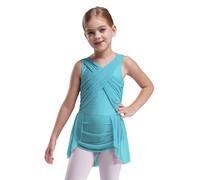 Agoky Vestido De Danza Ballet para Niña Maillot con Falda Tul Maillot Sin Manga De Patinaje Artístico Vestido Bailarina Ropa Deportiva Azul Verde 9-10 años