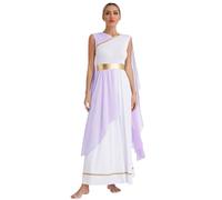 Agoky Vestido de Diosa Griega para Mujer Vestido sin Mangas Vestido Largo de Princesa Traje de Juego de rol Disfraces de Cosplay Carnaval Halloween Lavanda XL