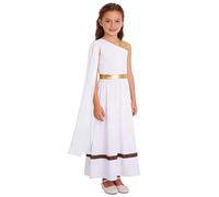 Agoky Vestido De Princesa Griega para Niñas Vestidos De Fiesta De Mitología Romana Antigua Disfraces De Carnaval Blanco 9-10 años